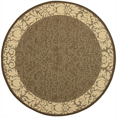Safavieh 6 Ft. -7 In. X 6 Ft. -7 In. Round Indoor-Outdoor Courtyard- Chocolate And Natural- Machine Made Rug CY2727-3409-7R